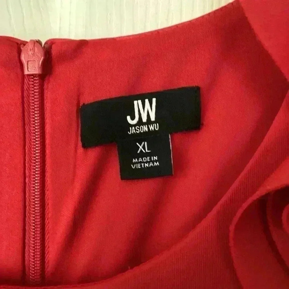 JASON WU Midi Dress Red Floral Detail Romantic Party Cocktail Wedding Woman XL - Picture 4 of 6
